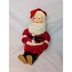 Vintage 50's Plastic Face Santa christmas Doll Rare Kitsh big lashes big smile